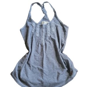 Hollister Womens Grey Ruffle Front Razorback Tank Top Size S